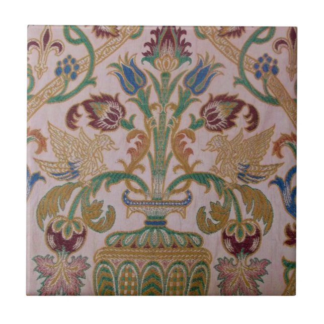 Azulejo De Cerâmica Tecido Antiquado do Damasco (Frente)