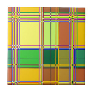 Azulejo De Cerâmica Tecido Colorido Caribenho Madras Xadrez