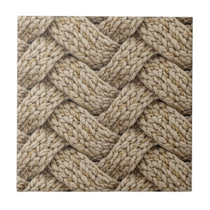 Azulejo De Cerâmica Tecido de Tricô de Linha Entrelaçada – Bege Quente
