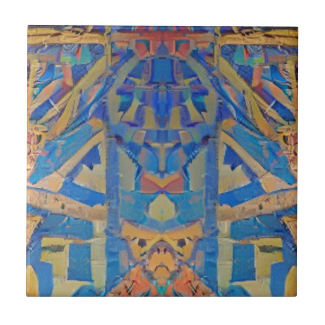 Azulejo De Cerâmica Tedal azul-mosaico marroquino multicolorido (Frente)