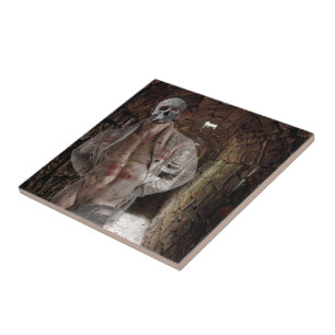 Azulejo De Cerâmica Tela fantasma muscular de SlipperyJoe iluminada ma