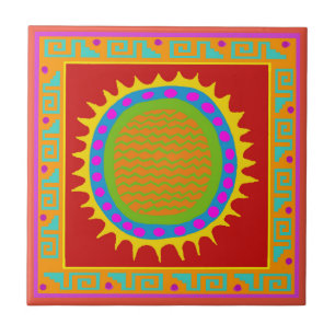 Azulejo De Cerâmica Telha Arizona Del Sol - Vermelho Amarelo Azul Rosa
