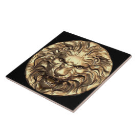 Azulejo De Cerâmica Telha Cerâmica Cabeça de Leão Dourado Rugindo