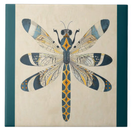AZULEJO DE CERÂMICA TELHA DECORATIVA LIBÉLULA AZUL-ESVERDEADA