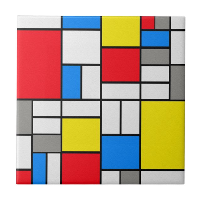 Azulejo De Cerâmica Tema da variação da arte de Mondrian (Frente)