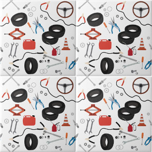 Azulejo De Cerâmica Tema de ferramentas automotivas mecânicas para aut