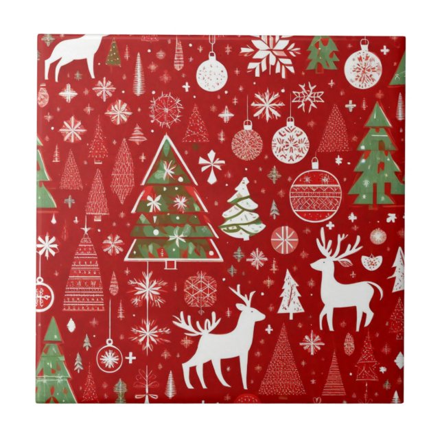 Azulejo De Cerâmica Tema de Natal Floco de neve (Frente)
