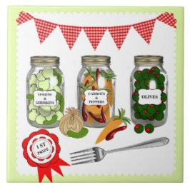 Azulejo De Cerâmica Tema de picles feitos em casa - bonito