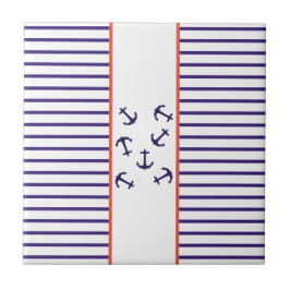 Azulejo De Cerâmica Tema do Oceano Ancorar na moda Azul