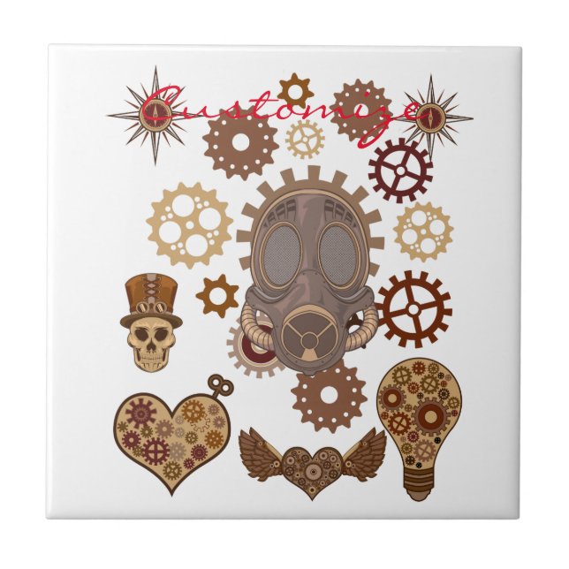 Azulejo De Cerâmica Tema Steampunk Thunder_Cove (Frente)