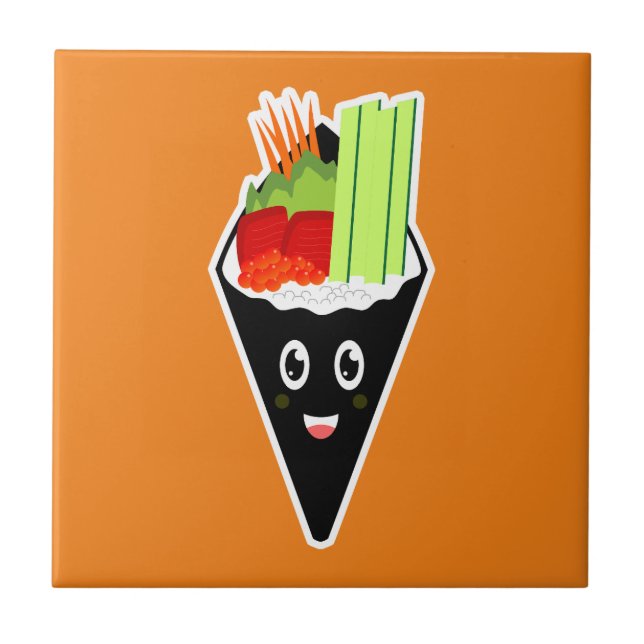 Azulejo De Cerâmica Temaki Sushi Hand Roll (Frente)