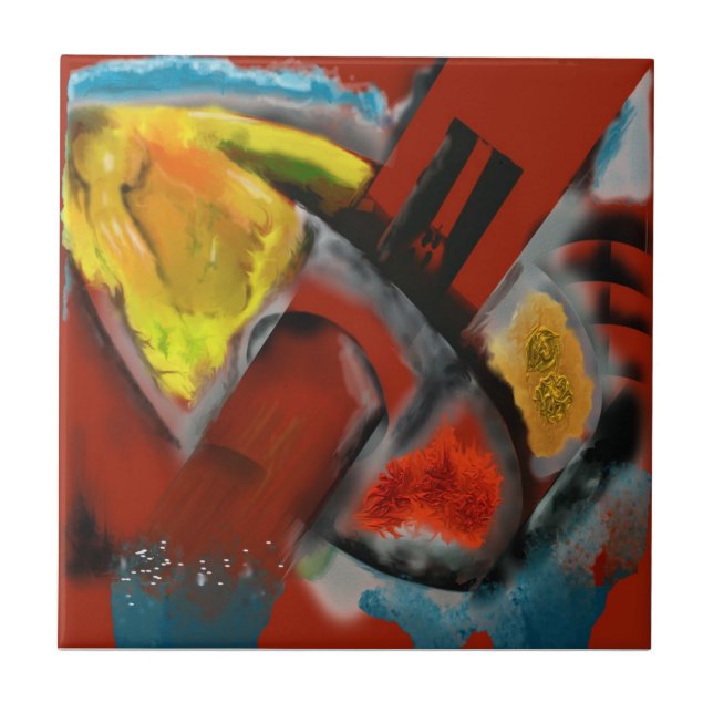 Azulejo De Cerâmica Tempestade - abstrato de Digitas com fundo (Frente)