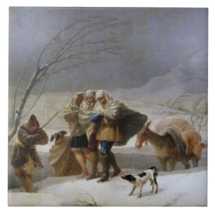Azulejo De Cerâmica Tempestade de neve no inverno (por Francisco Goya)