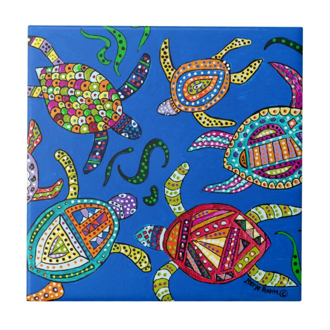 Azulejo De Cerâmica Tempo da tartaruga (Frente)