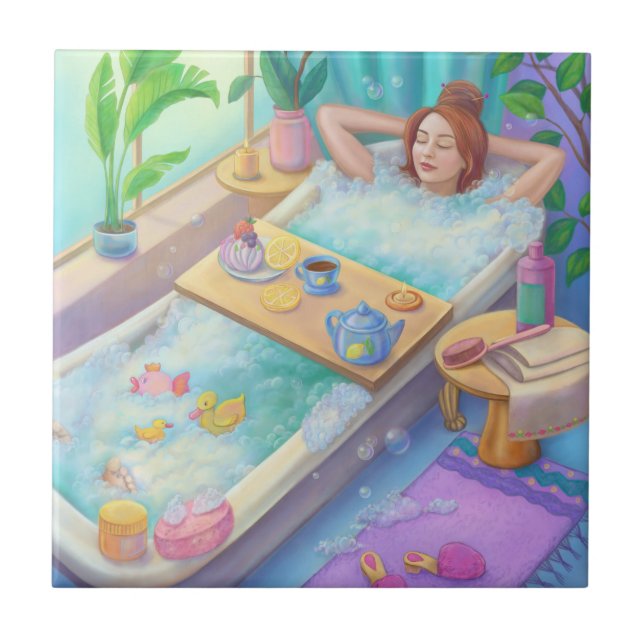 Azulejo De Cerâmica Tempo para relaxar (Frente)