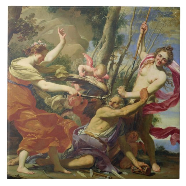 Azulejo De Cerâmica Tempo superado pela juventude e pela beleza (Frente)