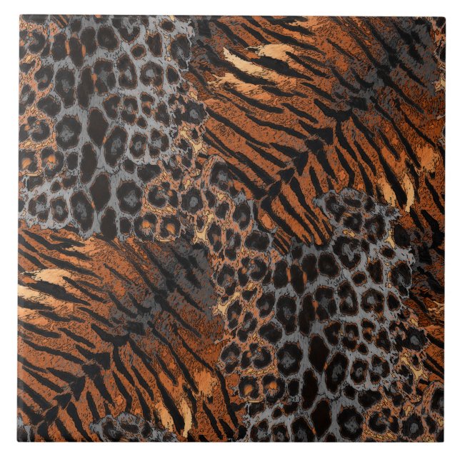 Azulejo De Cerâmica Tendência de pele de tigre-leopardo (Frente)