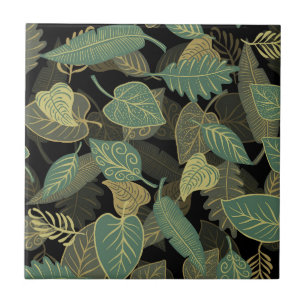 Azulejo De Cerâmica Tendência Elegante Cai Verde Sai do Outono Preto