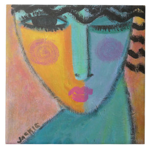 Azulejo De Cerâmica Tenho um retrato de Abstrato secreto de uma mulher
