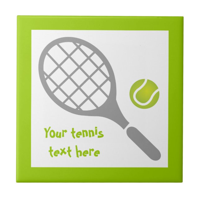Azulejo De Cerâmica Tênis racket e bola personalizados (Frente)