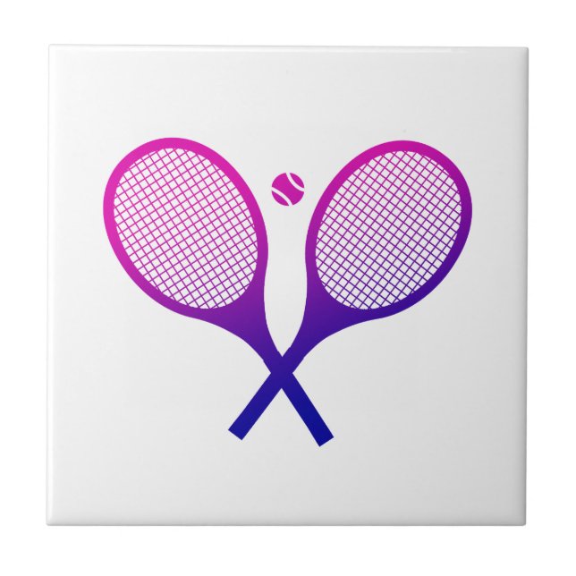 Azulejo De Cerâmica Tênis Rackets Magenta para Mão Roxa (Frente)