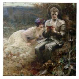 Azulejo De Cerâmica Tentação de Sir Percival (Cavaleiro Medieval)