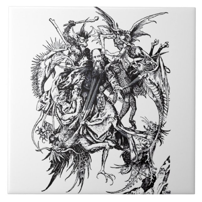 Azulejo De Cerâmica Tentação do Santo Anthony o Excelente (Frente)