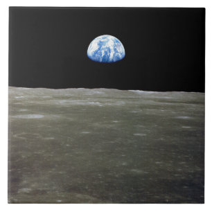 Azulejo De Cerâmica Terra da Lua no Espaço Negro: Terra