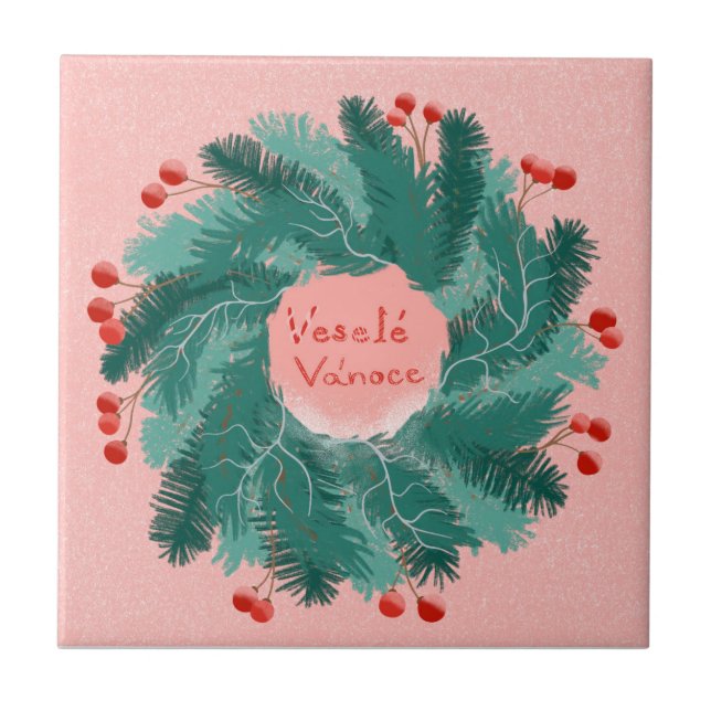 Azulejo De Cerâmica Terra de Natal feliz na República Checa (Frente)