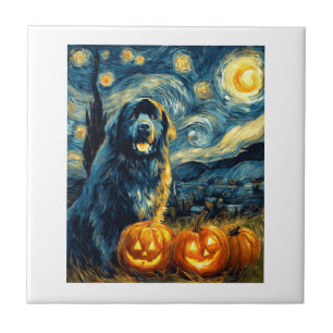 Azulejo De Cerâmica Terra Nova Newfie Cachorro Fofo Dia das Bruxas Jac