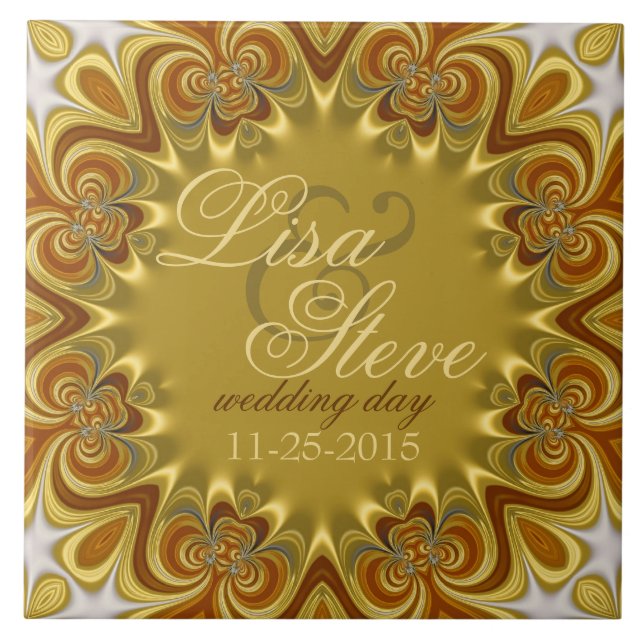 Azulejo De Cerâmica Terra Retro Boêmia Casamento Keepsasasaem Cerâmica (Frente)