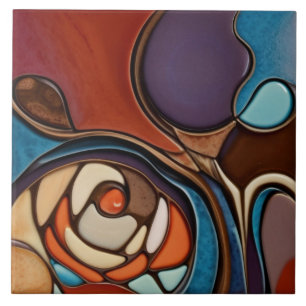 Azulejo De Cerâmica Terra Rosa Faux Vidro Mesquisita Abstrato de Arte