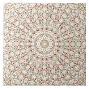 Azulejo De Cerâmica Terra Terrosa e Padrão Mandala de Ferrugem
