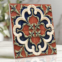 Terracota Italiana Vintage e Azul-Marinho
