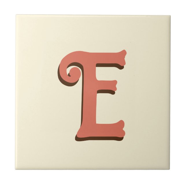 Azulejo De Cerâmica Terracotta 3D Letra Inicial Moderna | Ivory Cream (Frente)
