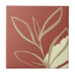 Azulejo De Cerâmica Terracotta Boho Watercolor<br><div class="desc">Um moderno boêmio ou design de folha de aquarela boho com simples design de abstrato artística artística em terracota e amarelo.</div>