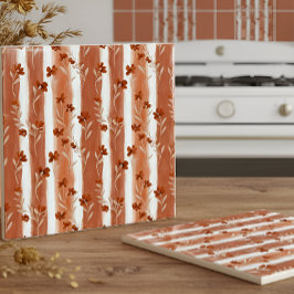 Azulejo De Cerâmica Terracotta Flor Silvestre Faixa Vertical Padrão Bo