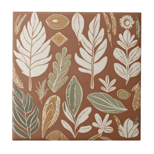 Azulejo De Cerâmica Terracotta Wildflower Rustic Boho Decor