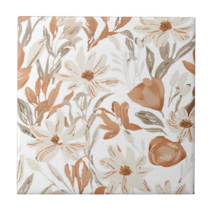 Azulejo De Cerâmica Terracotta Wildflower Rustic Boho Wall Acentos