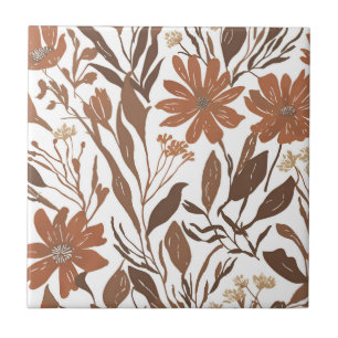 Azulejo De Cerâmica Terracotta Wildflower Rustic Boho Wall Acentos