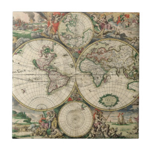 Azulejo De Cerâmica Terrarum Orbis Tabula