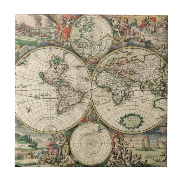 Azulejo De Cerâmica Terrarum Orbis Tabula (Frente)