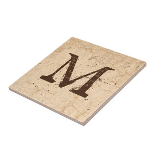 Azulejo De Cerâmica Terras Rústicas: Farmhouse Beige Monogramas