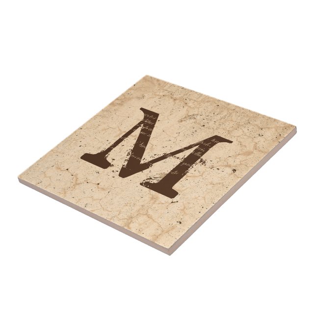Azulejo De Cerâmica Terras Rústicas: Farmhouse Beige Monogramas (Lateral)