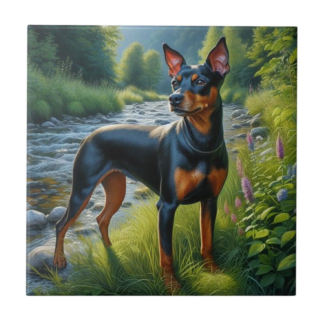 Azulejo De Cerâmica Terrier de Manchester (Frente)