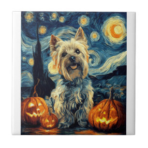 Azulejo De Cerâmica Terrier de Yorkshire Yorkie Cachorro de van gogh n