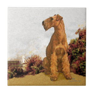 Azulejo De Cerâmica Terrier Irlandês à Beira-Mar