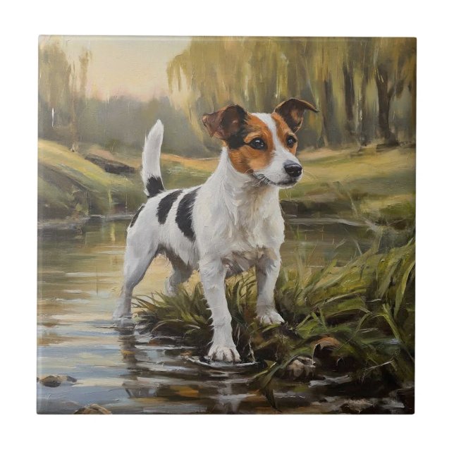 Azulejo De Cerâmica Terrier Jack Russell (Frente)