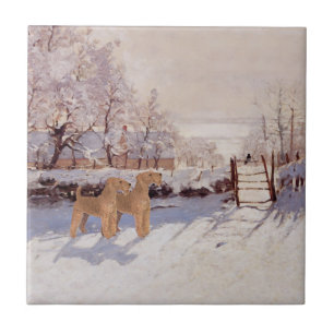 Azulejo De Cerâmica Terriers Irlandeses no Inverno