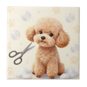 Azulejo De Cerâmica Tesoura de Bolhas de Higiene para Poodles Fofos
